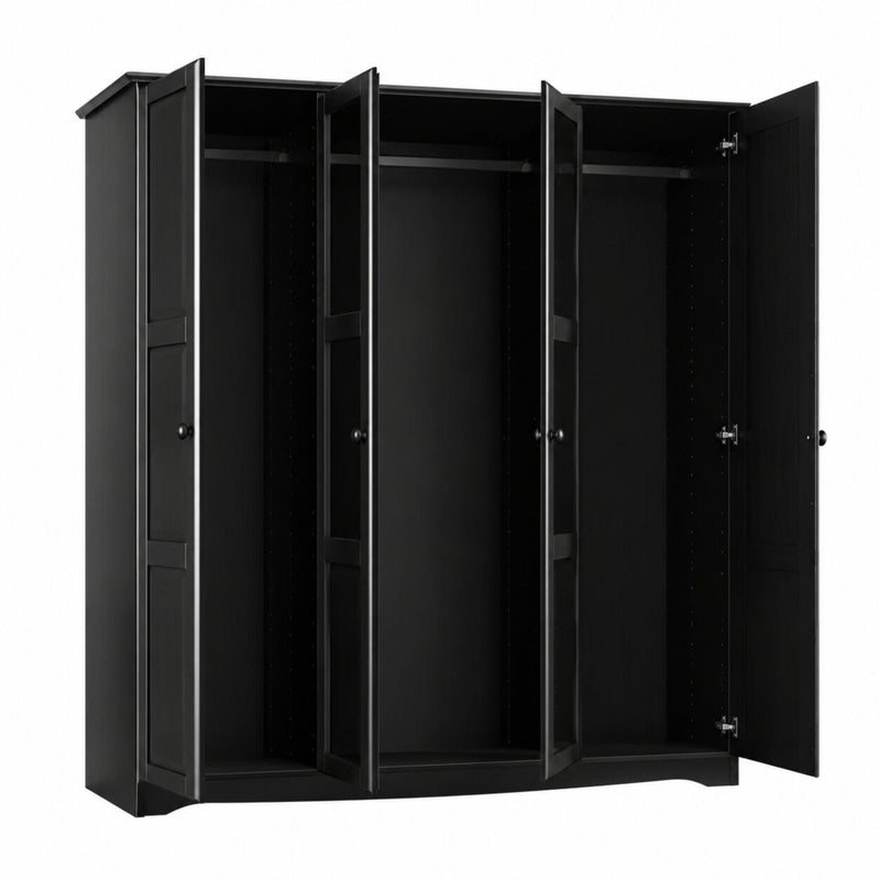 Solid Wood Mirrored Four Door Combo Dresser (765070) - Black