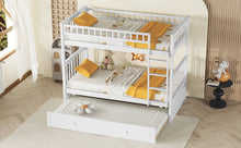 Load image into Gallery viewer, Twin over Twin Bunk Bed with Twin Size Trundle, Convertible Beds, White
