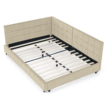Load image into Gallery viewer, Mid-Century Storage Upholstered Tufted Bed Frame With Backrest And Armrests
