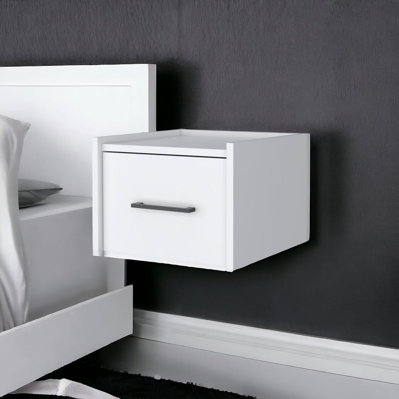 13.8" x 13.2" x 9.8" One Drawer Faux Wood Floating Nightstand - White