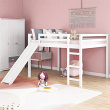 Load image into Gallery viewer, Full Loft Bed With Slide, Multifunctional Design - White
