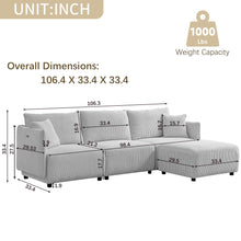 Load image into Gallery viewer, Modern Minimalist Corduroy Combination Sofa With 2 Comfort Cushions With USB &amp; C Charging Ports

