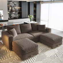 Load image into Gallery viewer, Deep Seat Convertible Sofa With Soft Pillows And Ottomans
