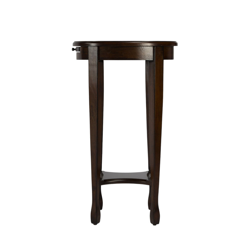 Oval End Table With Shelf - Chestnut