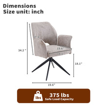 Load image into Gallery viewer, Dining Chair With Soft Cushion And 360° Rotation, Comfortable Armrest For Kitchen (Set of 2) - Gray
