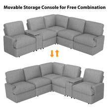 Load image into Gallery viewer, 104&#39;&#39; Power Recliner Corner Sofa Home Theater Reclining Sofa Sectional Couches with Storage Box, Cup Holders, USB Ports and Power Socket for Living Room, Grey
