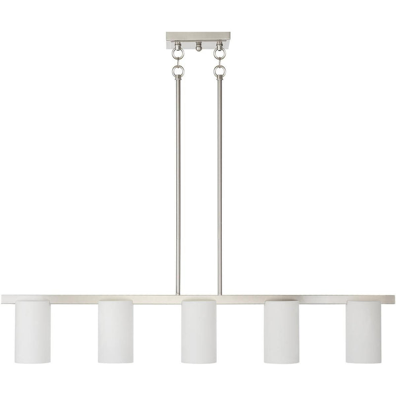 Dimmable Five Light Chandelier With Shades - Nickel