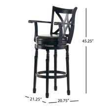 Load image into Gallery viewer, Elegant Leather Swivel Bar Stool With Arms - Espresso
