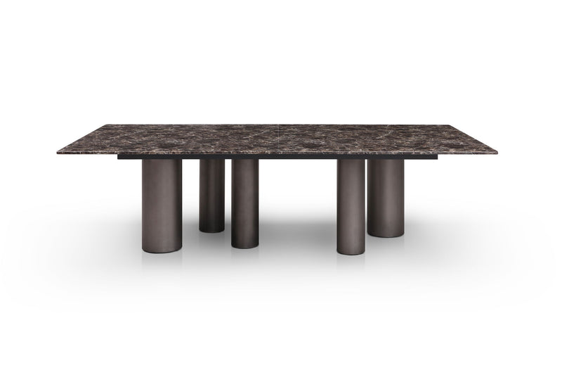 Marble Stainless Steel Dining Table - Brown / Black
