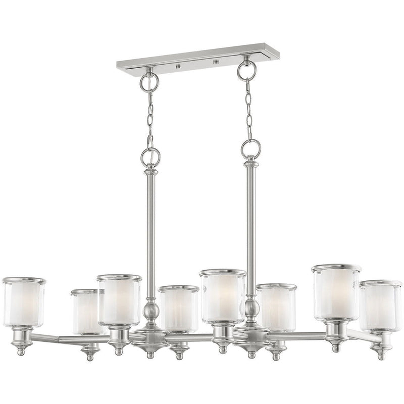 24'' Eight Light Dimmable Chandelier With Shades - Nickel