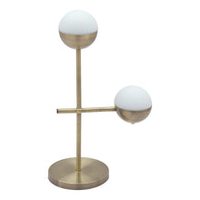 Load image into Gallery viewer, 69" Brass Metal Bedside Table Lamp With Off White Globe Shade
