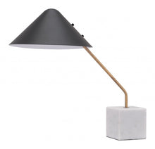 Load image into Gallery viewer, 52" White Metal Bedside Table Lamp With Black Cone Shade
