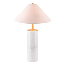 Load image into Gallery viewer, 55" White Metal Bedside Table Lamp With Beige Empire Shade
