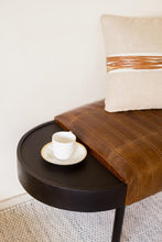 Load image into Gallery viewer, Warm Brown Leather And Solid Wood Bench

