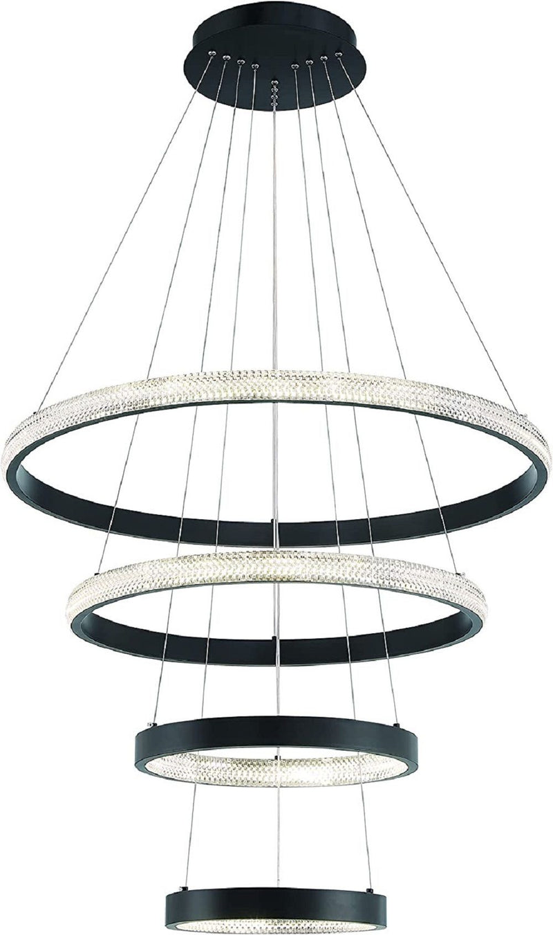 Candle Style Four Light Metal LED Dimmable Chandelier - Black