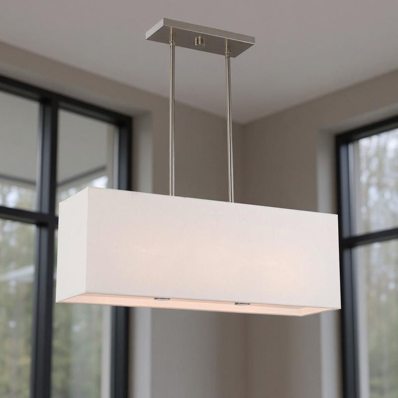 12" Three Light Dimmable Chandelier With Shades - Nickel