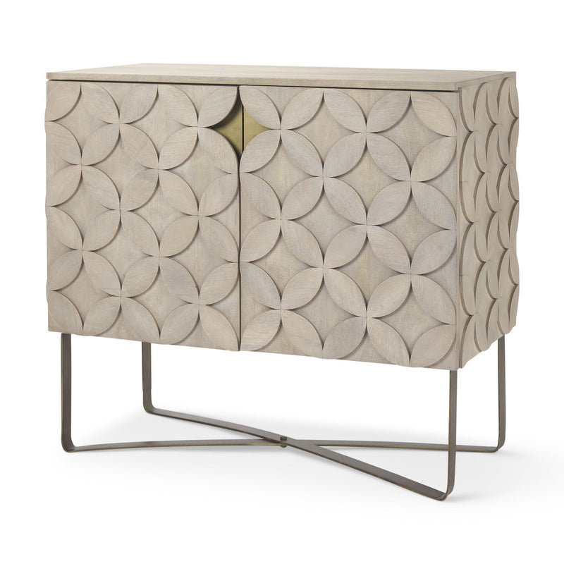 Accent Cabinet With Two Doors - Brown / Gold