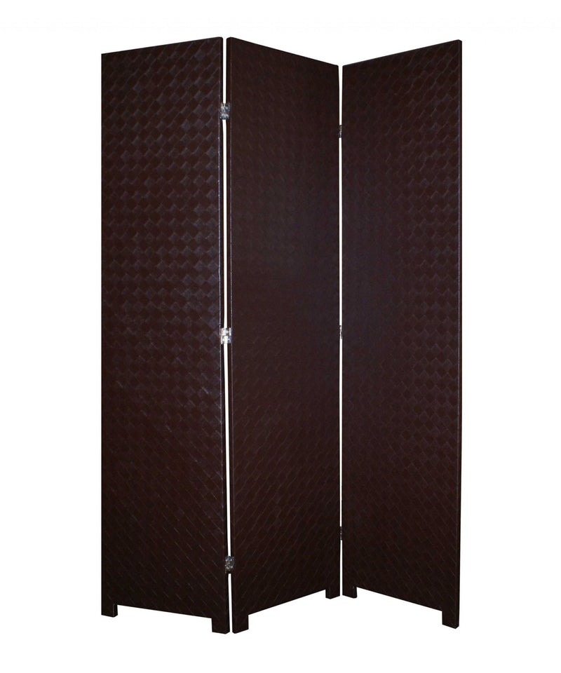 Criss Cross Faux Leather Screen - Brown