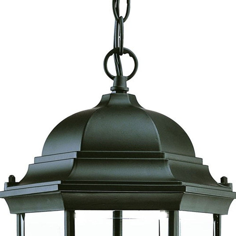 Three Light Wide Lantern Hanging Light - Matte Black