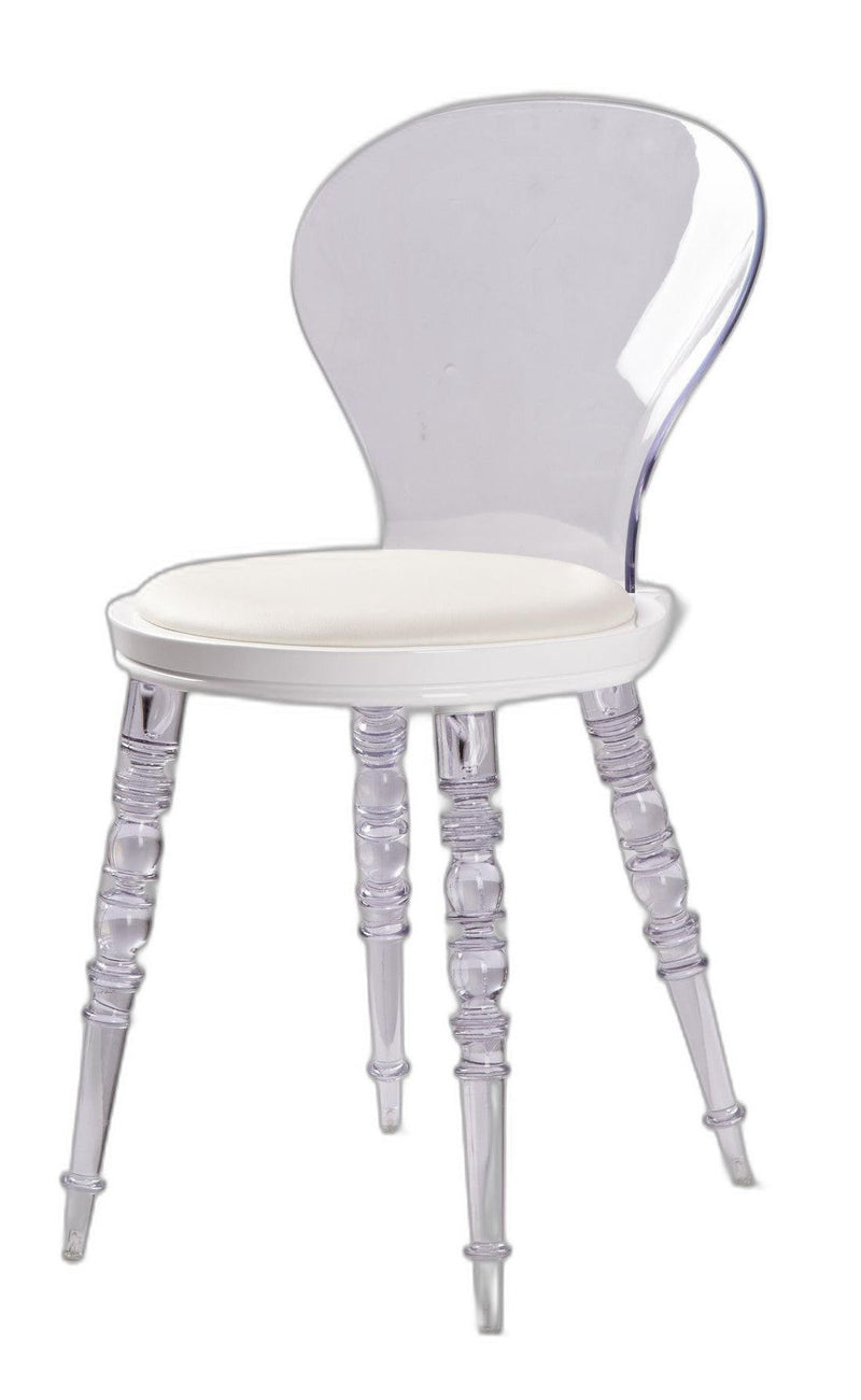 Upholstered Faux Leather Dining Side Chair - White / Clear