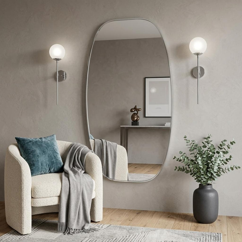 Aluminum Oval Framed Bathroom Vanity Mirror (756123) - Silver