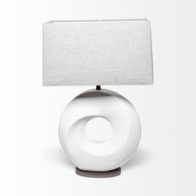 Load image into Gallery viewer, 27" White Geometric Table Lamp With Gray Shade
