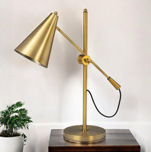 Load image into Gallery viewer, 26" Gold Lamp Base LED With Gold Shade
