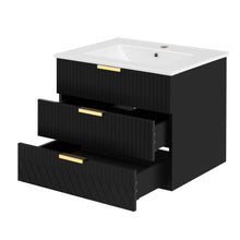 Load image into Gallery viewer, Wall Mounted Floating Cabinet With Side Cabinet Combo, Rectangular Ceramic Sink Vanity
