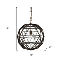 Load image into Gallery viewer, Black Metal Geometric Globe Hanging Light
