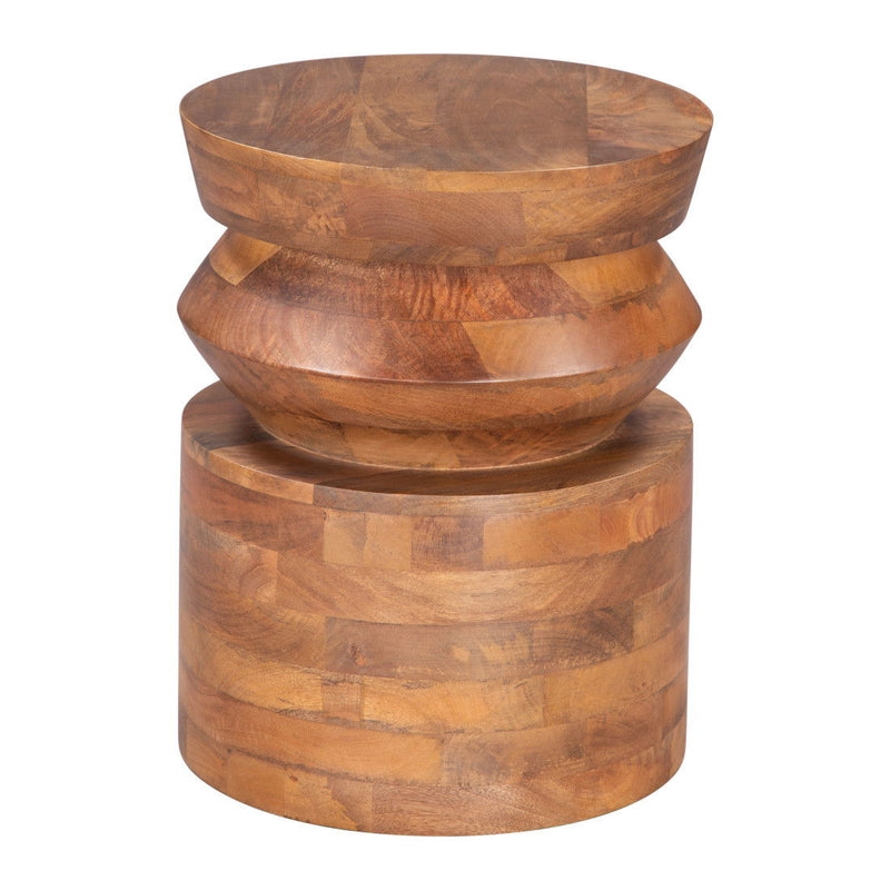 19" Solid Wood Round Pedestal End Table - Brown