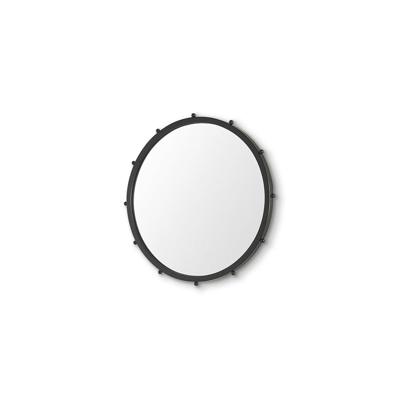 25" Metal Beaded Round Framed Accent Mirror - Black