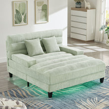 Load image into Gallery viewer, Chaise Bed Lounge Sofa Chair With Adjustable Backrest And LED Light Strip - Green
