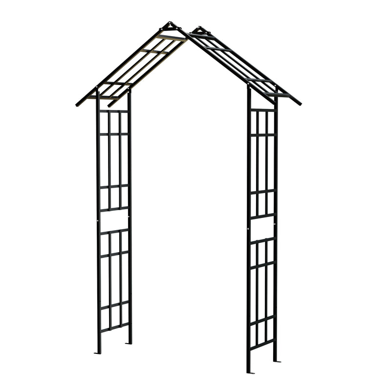 Garden Arch With Adjustable Width Climbing Plants Support - Black