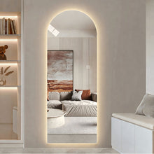 Load image into Gallery viewer, LED Full Length Wall Mirror With Symmetrical Arch Design, 3 Color Dimmable Lighting - Silver
