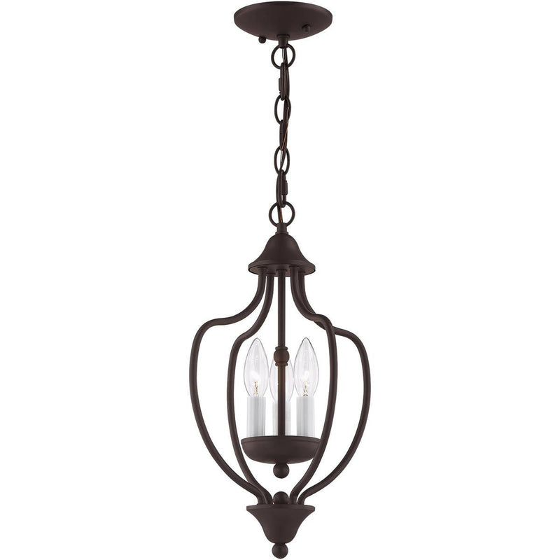 17'' Three Light Dimmable Chandelier With Shades - Bronze