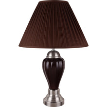 Load image into Gallery viewer, Ceramic Urn Bedside Table Lamp With Brown Empire Shade - Silver
