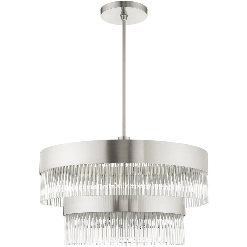 24" Seven Light Dimmable Chandelier With Shades - Nickel