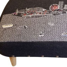 Load image into Gallery viewer, Wool Ottoman 38" - Gray / Brown
