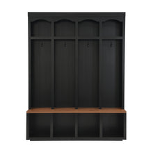Load image into Gallery viewer, Entryway Hall Tree With Bench, 4 Hooks &amp; Open Storage Space
