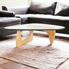 Load image into Gallery viewer, Glass And Solid Wood Triangle Coffee Table - Clear And Natural
