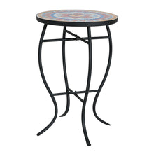 Load image into Gallery viewer, Outdoor Round Side Table With Mosaic Style Top And Curved Iron Legs
