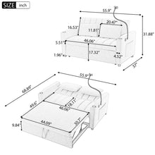 Load image into Gallery viewer, Convertible Sofa Bed Loveseat Sofa With Three USB Ports, Two Side Pockets, Two Cup Holders And 360° swivel Phone Holder For Living Room

