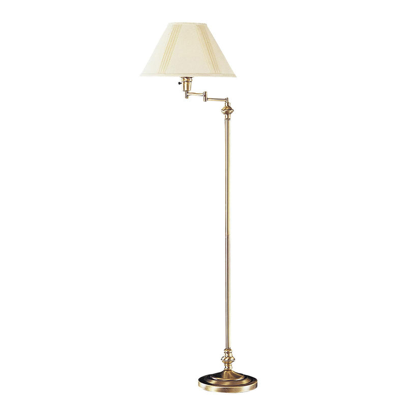 59" Swing Arm Floor Lamp With Beige Empire Shade - Bronze