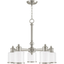 Load image into Gallery viewer, Five Light Metal Dimmable Chandelier With Shades - Nickel / Clear / Opal
