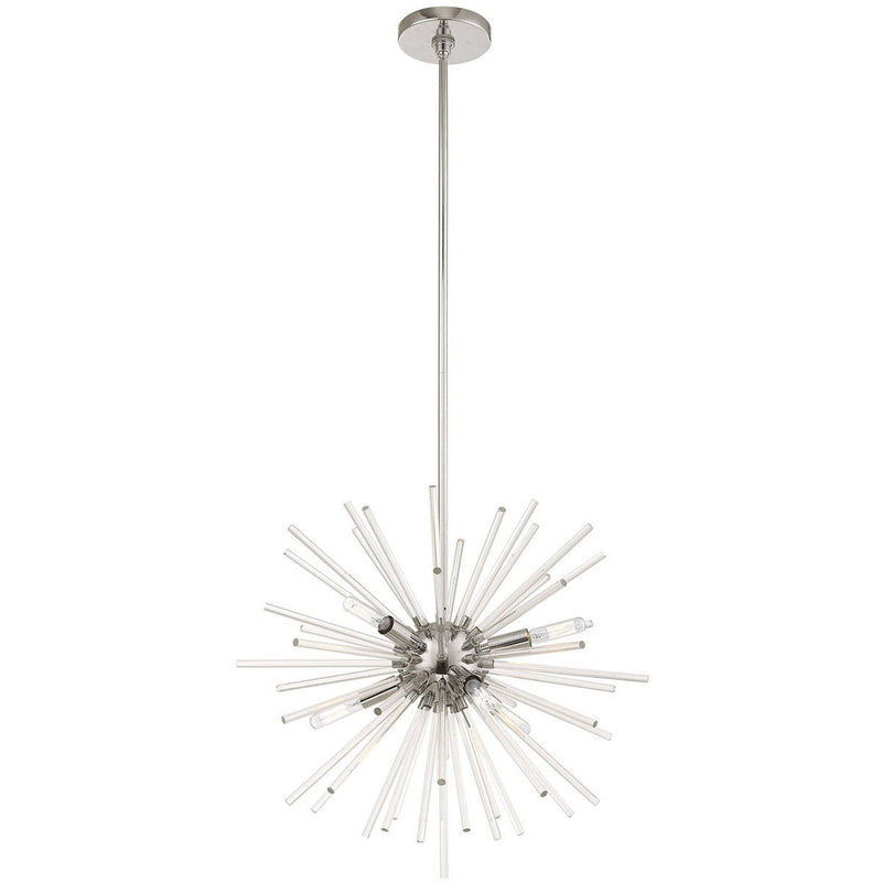 25" Six Light Dimmable Chandelier With Shades - Silver