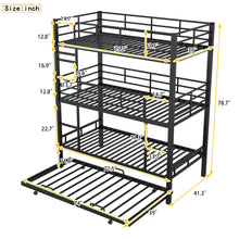 Load image into Gallery viewer, Triple Bunk Bed With Trundle, Heavy Duty Steel Construction
