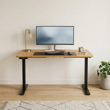 Load image into Gallery viewer, 48" Adjustable Brown and Black Stainless Steel Computer Desk
