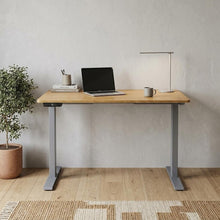 Load image into Gallery viewer, 48" Adjustable Brown and Gray Stainless Steel Computer Desk
