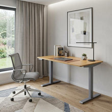Load image into Gallery viewer, 60" Adjustable Brown and Gray Stainless Steel Computer Desk
