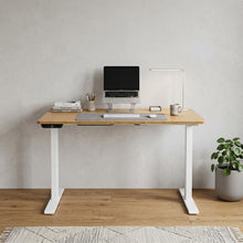 Load image into Gallery viewer, 60" Adjustable Brown and White Stainless Steel Computer Desk
